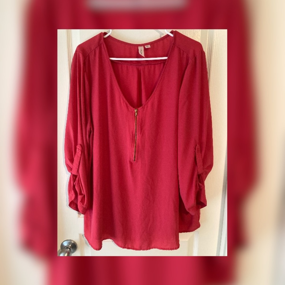 Beautiful Rose Blouse Zipper XXL Work Office